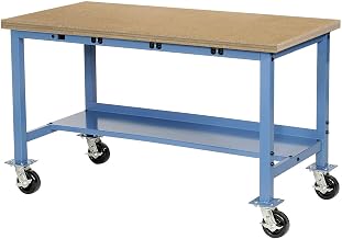 Global Industrial Mobile Workbench with Power Apron, Shop Square Edge, 60" W x 30" D, Blue