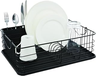 Farberware Sink Series Dish Rack with Metal Handles - Matte Black