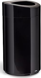 Safco Open Top Trash Can, 14 Gallon Stainless Steel, Modern Garbage Can for Indoor Use, Black