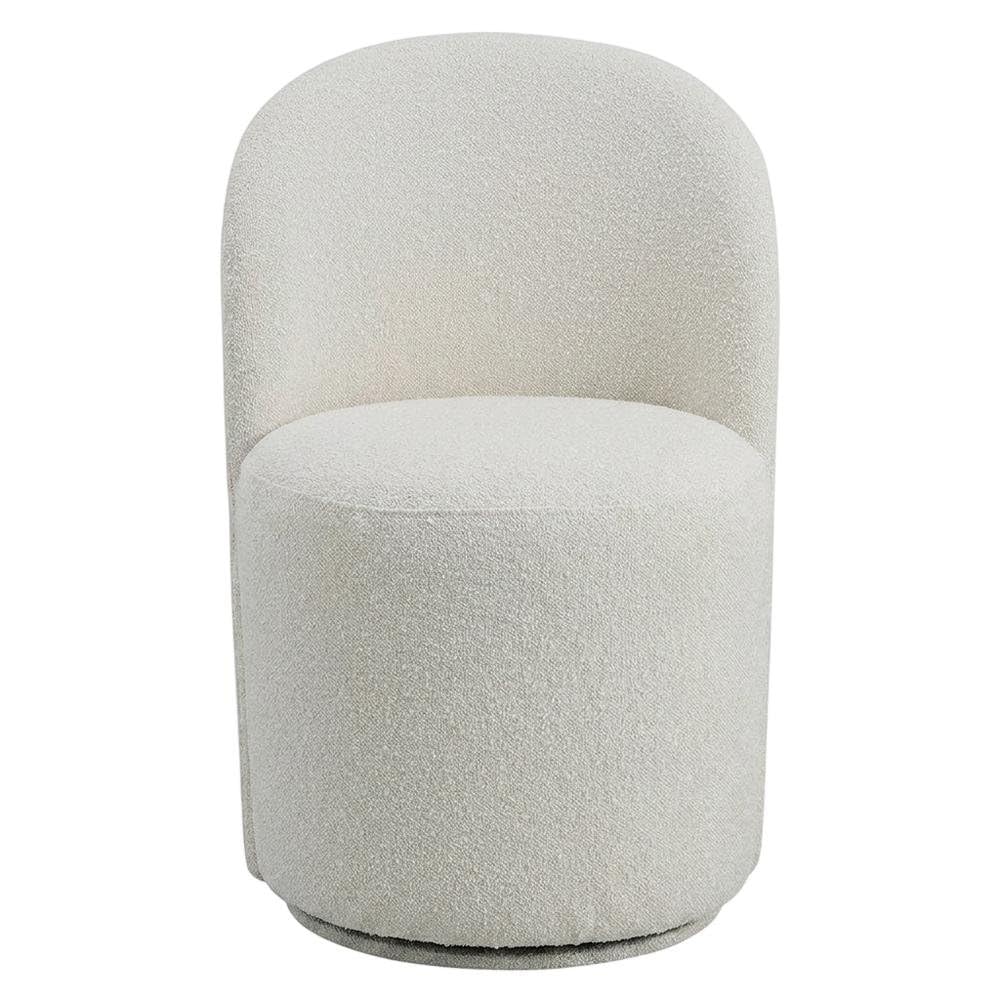 Boucle-Upholstered Swivel Side Chair by Furnifact – Engineered Wood, Beige, Pack of 2