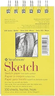 Strathmore 300 Series Sketch Pad, 3.5x5 inch, 100 Sheets, Top Wire - Artist Sketchbook for Drawing, Illustration, Art Class Students