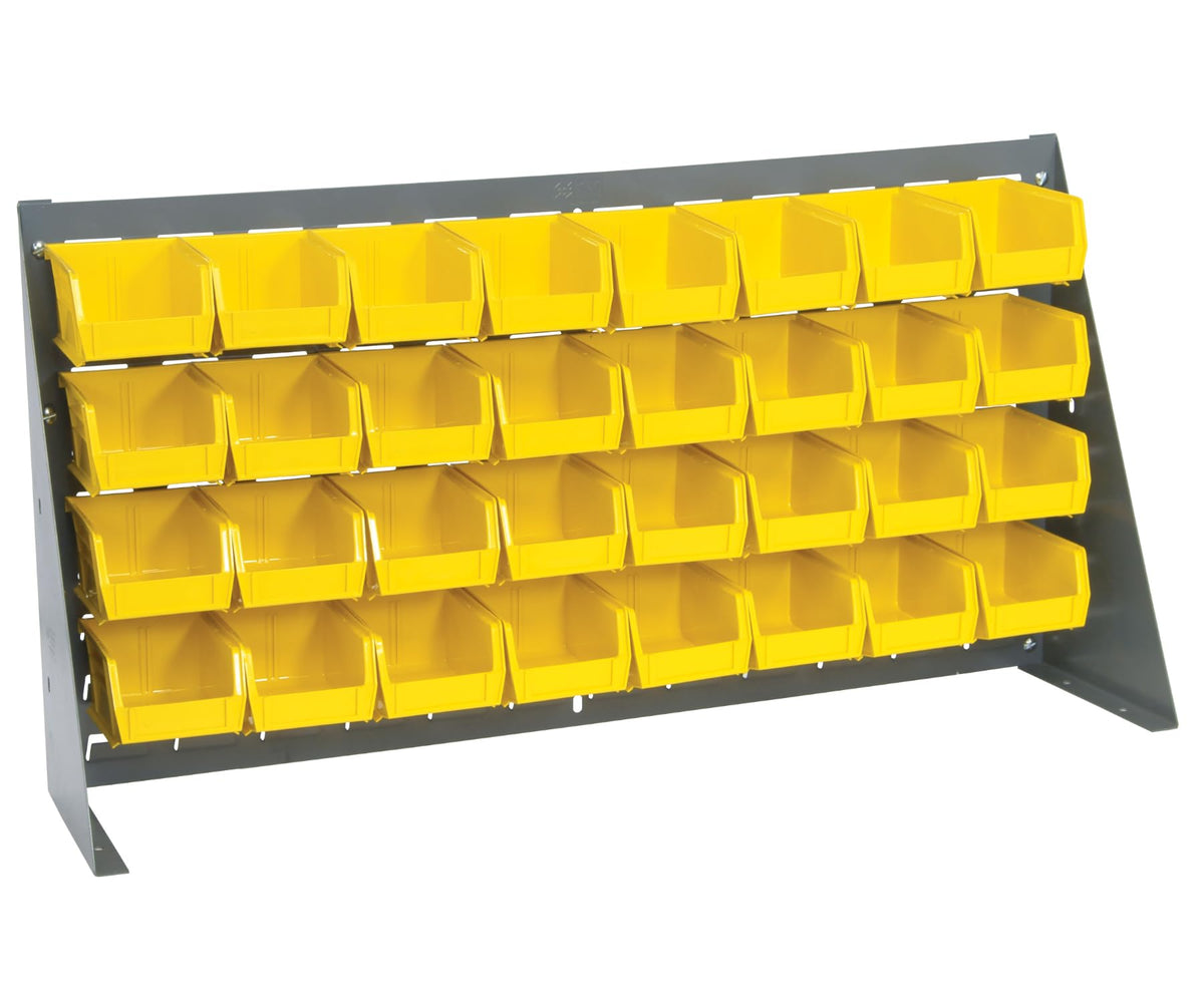 QUANTUM STORAGE SYSTEMS Yellow / 19" H x 36" W x 8" D / 6" L x 5" W x 3" H 32 Ultra Yellow Bins Open Storage Bins