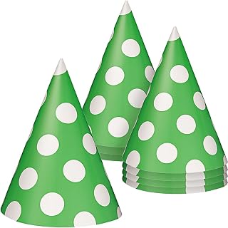 Unique Party Unique Polka Dots Party Cone Hats One Size Lime Green