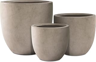 Kante Set of 3 Weathered Concrete Curved Planters 20" 16.5" 13.3" Dia