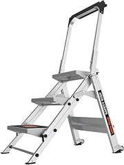Little Giant Safety Step Stool, Foldable 3 Step, 10310BA | Aluminum, Fold-Up Safety Bar, Rubber Anti-Slip Treads, Extra Heavy Duty, Type IA 300 lbs. Weight Capacity