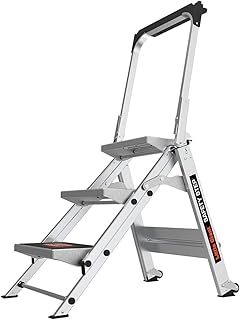 Little Giant Safety Step Stool, Foldable 3 Step, 10310BA | Aluminum, Fold-Up Safety Bar, Rubber Anti-Slip Treads, Extra Heavy Duty, Type IA 300 lbs. Weight Capacity