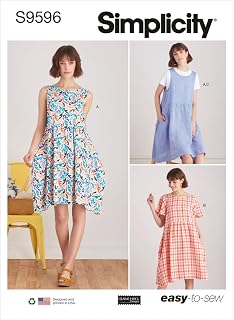 Simplicity SS9596A Misses' Pullover Dress and Knit Top Sewing Pattern Packet, Design Code S9596, Sizes XS-S-M-L-XL