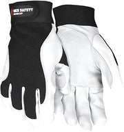 MCR Safety 127-906DPL Mechanics Work Gloves with Grain Goatskin Cowhide Double Palm, Black - Large
