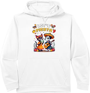 Funny Cat and Dog Sugar Skull Lets Fiesta Día los de Muertos Performance Hoodie