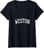 Womens Weston FL J02 Vintage Athletic Sports Design V-Neck T-Shirt
