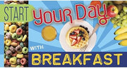 HUBERT Vinyl Magnetic Blue "Start Your Day With Breakfast" - 49L x 26H