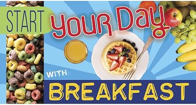 HUBERT Vinyl Magnetic Blue "Start Your Day With Breakfast" - 49L x 26H