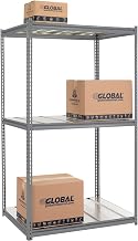 Global Industrial High Cap. Starter Rack 48Wx48Dx96H 3 Level Steel Deck 1500lb Per Shelf GRY