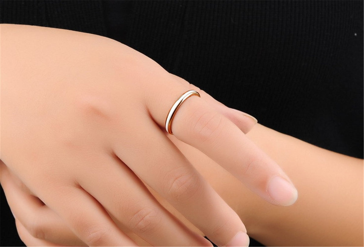 Womens 2mm Elegant Stainless Steel Channel Set White Epoxy Ring Engagement Wedding Rose Gold Edges Band by Fashion Month – Titanium, Rose Gold,White, Model tg-ring208-8