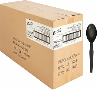 Genuine Joe Heavy Weight Plastic Spoon, Black, 1000 Count