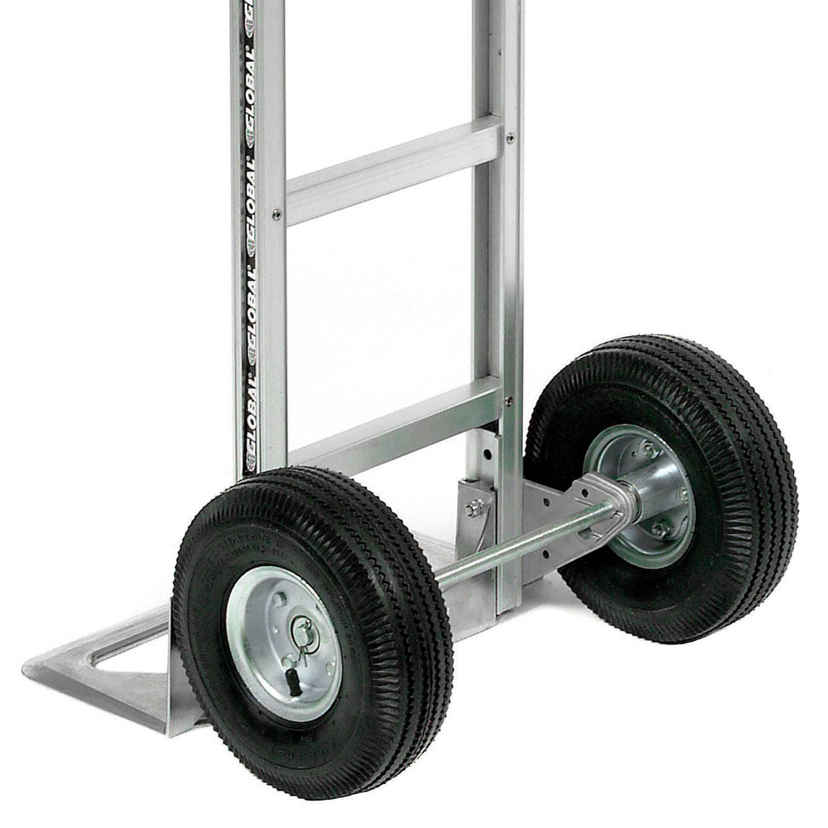 Aluminum Hand Truck Curved Handle by Global Industrial – 40"L x 21"W x 51"H, Aluminum, Gray, Model 168259