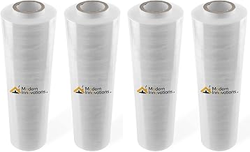 Modern Innovations 15 Inch Clear Stretch Wrap Replacement Roll (4 Refill Rolls-4000 Feet) No Handle, Shrink Wrap for Moving, Packing Supplies for Wrapping Furniture, Plastic Pallet Cling