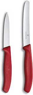 Victorinox Swiss Classic 2 Piece Paring Knife Set, 3.25" Straight and 4.5" Utility, Red