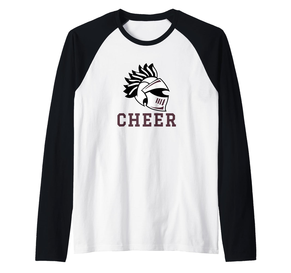 Curtis High School Warriors Cheer Raglan Baseball Tee by Curtis High School, Staten Island, NY 10301 – Black, Model CH2K848CDMV