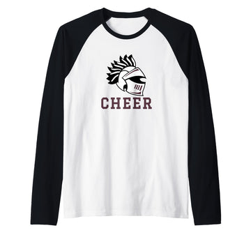 Curtis High School Warriors Cheer Raglan Baseball Tee by Curtis High School, Staten Island, NY 10301 – Black, Model CH2K848CDMV