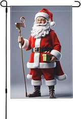 BVMPRS Spring Merry Christmas Santa Claus Print Garden Flag,Seasonal Garden Flags Linen-like double-sided Printing for Outside 12x18 in