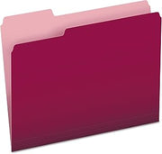 Pendaflex File Folder, AST 1/3 Tab Cut, Letter-Size, 100/BX, Burgundy