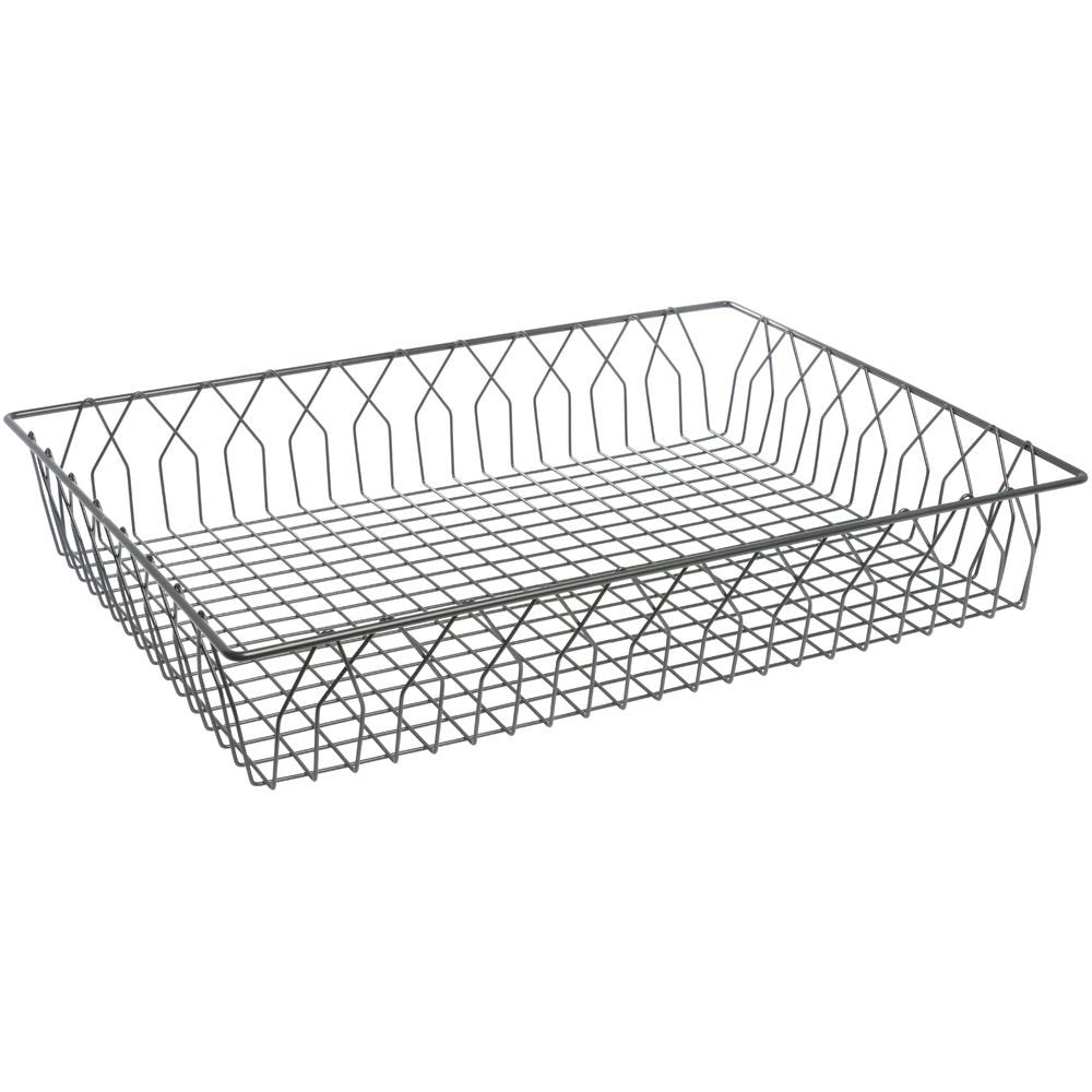 Wire Display Basket Pastry Tray Bakery Basket Rectangular Nickel Powder-Coated Steel - 24"L x 18"W x 4"H by HUBERT – Wire, Nickel