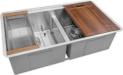 Ruvati 33-in Double Bowl 50/50 Round-Corner Workstation Kitchen Sink- RVH8351