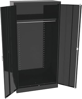 Tennsco Wardrobe Strge Cab, Blk, 3-Pt Lock, 72.inH