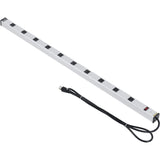 48" 10 Outlet Aluminum Power Strip with 6-ft Cord ETL/cETL by Global Industrial – 48"L x 1.9"W x 1.8"H, Aluminum, White, Model LTS-48-10-6FT