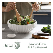 DOWAN Serving Bowls, 86 oz Ceramic Set, Pumpkin Shape, White