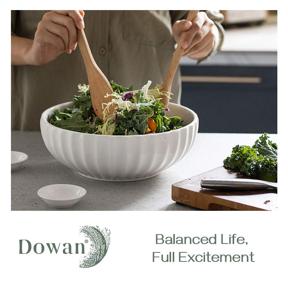 DOWAN Serving Bowls, 86 oz Ceramic Set, Pumpkin Shape, White