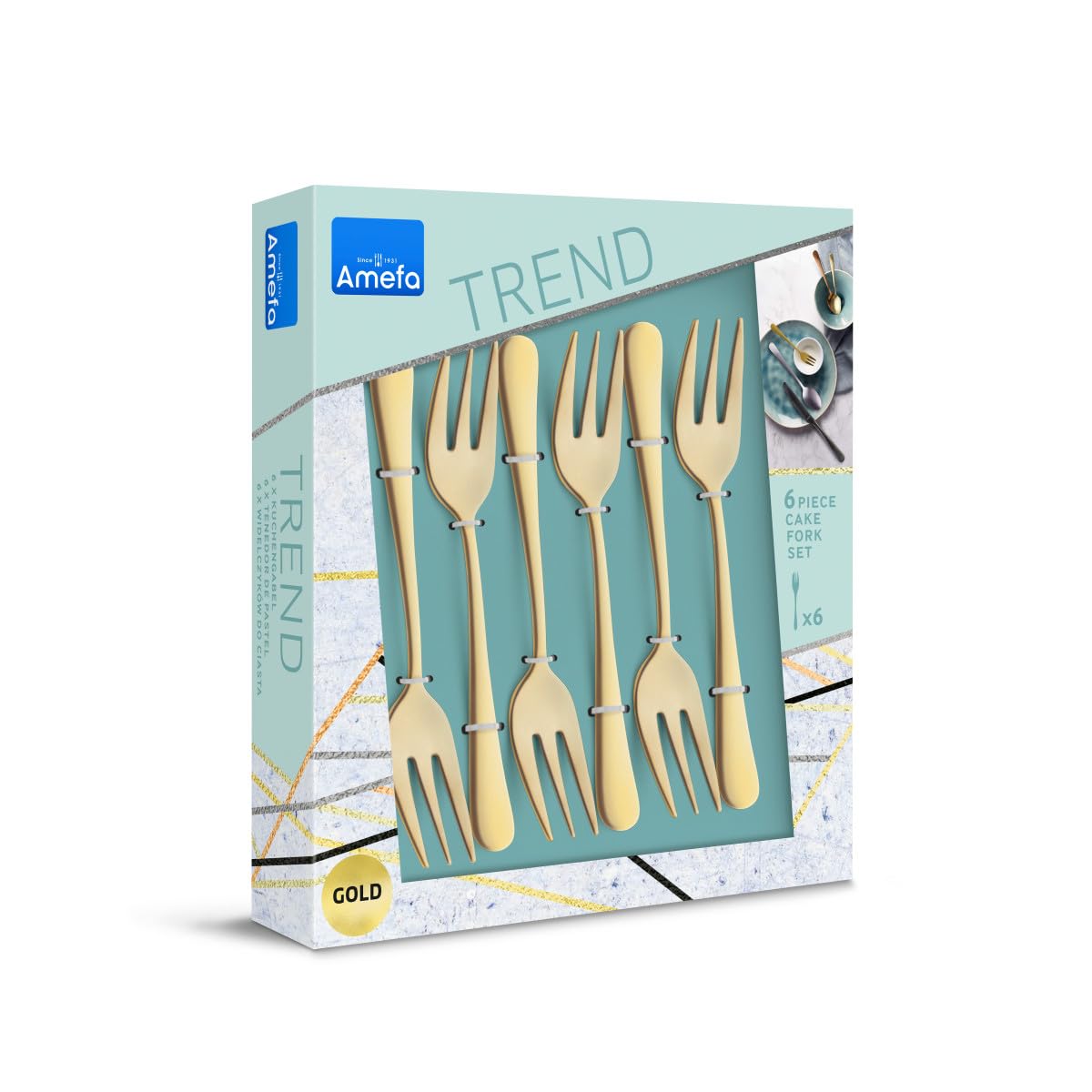 Amefa Cake Set / Matt Gold / 14 cm Flatware Sets