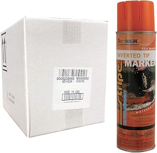 12-Pack of 15 Oz Seymour 20-357 Fluorescent Orange Stripe 3-Series Contractor's Choice Water-Based Inverted Ground Marking Spray Paint