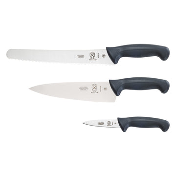 Millennia 3-Piece Starter Set by Mercer Culinary – 3-Piece, Stainless Steel, Black, Pack of 3, Model M4CKDM3PCSS