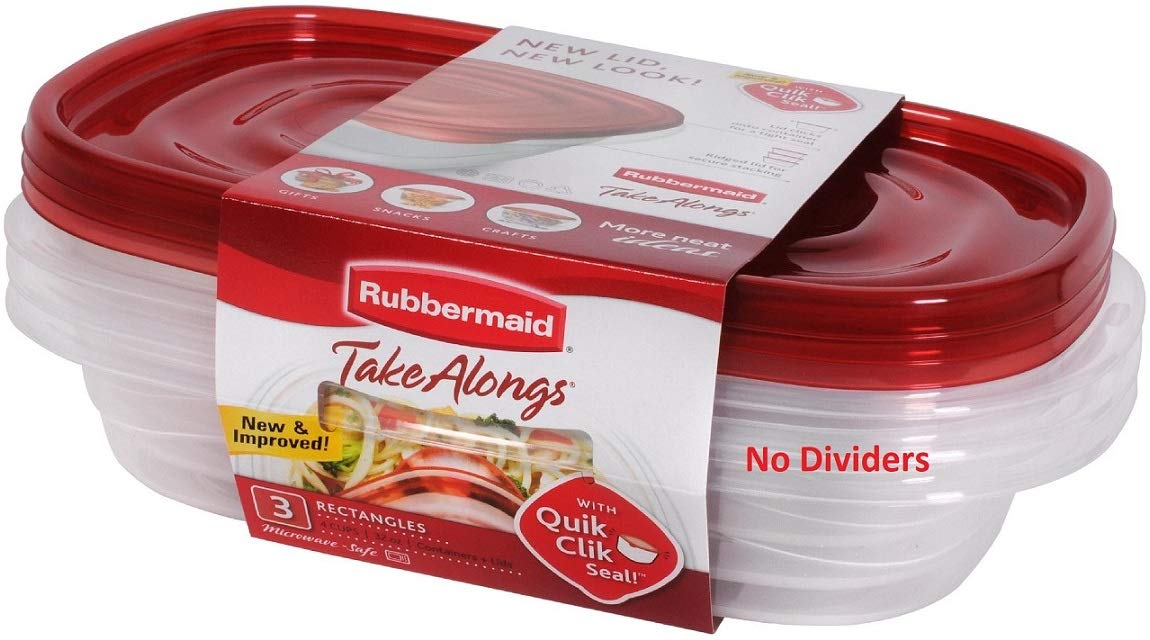 Take Alongs Rectangle Containers with Lids - 3 CT by Rubbermaid – 1.875 Pound (Pack of 3), 2850.0 milliliters, Rubber, Clear, Pack of 4
