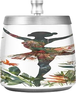 Ballerina Tropical Plants Splash Ashtray with Lid, Outdoor Ashtrays for Patio