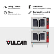 VC5E Series - Full Size Electric Convection Ovens w/Digital Controls (Double Deck by VULCAN – 14.8 cubic_feet, Stainless Steel, Silver, Model VC55ED-208V