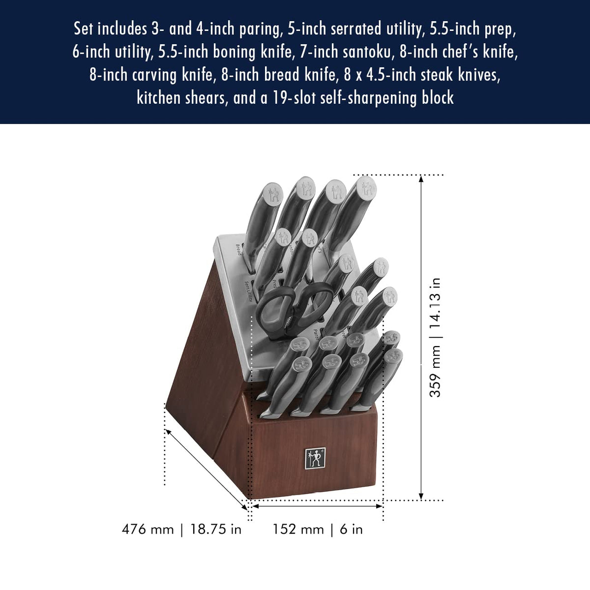 J.A International Graphite 20-pc Self-Sharpening Block Set by HENCKELS – 20-pc, Stainless Steel, Brown, Pack of 20, Model 17633-020