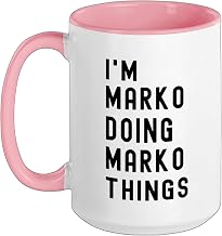 I'm Marko Doing Marko Things Ceramic Mug, Pink/White, 15oz