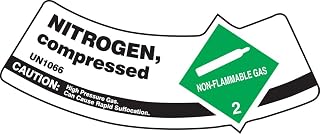Accuform Signs MCSLNIG Adhesive Vinyl Cylinder Shoulder Label, Legend "NITROGEN, Compressed - UN1066 - Non-Flammable Gas 2", 2" Length x 5-1/4" Width x 0.004" Thickness, Green/Black/White
