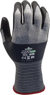 SHOWA MFT Pro 381 Microfiber Work Gloves with Oil-Resistant Foam Nitrile Palm Coating, Latex-Free, Mechanics Glove, Black, Large, 12-Pack