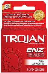 TROJAN Non-Lubricated Premium Latex Condoms 3 ct