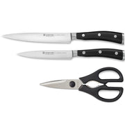 Classic Ikon 3-Piece Utility Knife Set by Wüsthof – 8", High Carbon Stainless Steel, Black, Model 8825A