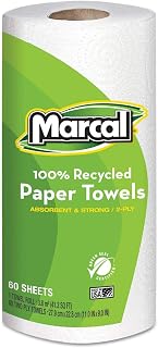 Marcal 6709 100% Recycled Roll Towels, 2-Ply, 9 x 11, 60 Sheets, 15 Rolls/Carton