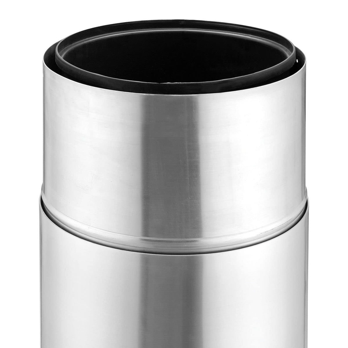Indoor Round Trash Can with Open Top by Global Industrial – 35 Gallon, 35.0 gallons, Aluminum, Satin Clear, Model EK9079-SS