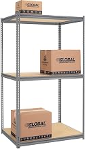 Global Industrial High Cap. Starter Rack 48Wx48Dx84H 3 Levels Wood Deck 1500lb Per Shelf Gry