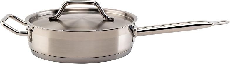 Winco 3 qt Stainless Steel Saute Pan with Cover
