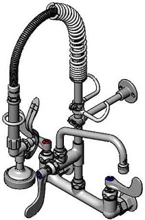 T&S Brass MPZ-8WWN-08 Mini-PRU B-0107 Wall Mount, 8" Swing Nozzle, ETERNA, 4" Handles, Wall Bracket, 8"