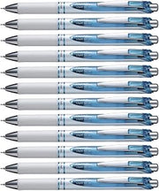 Pentel EnerGel White Edition BLN75W-C Gel Rollerball Pens with Click Top - Blue (Pack of 12)